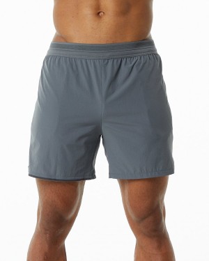 Short Alphalete Studio Corta 6" Hombre Gris | TWHSCE-273