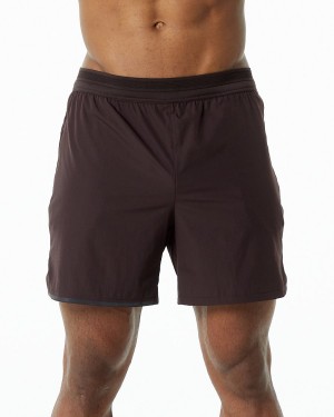 Short Alphalete Studio Corta 6" Hombre Chocolate | MJSNLW-943