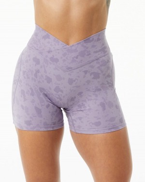 Short Alphalete Surface Power Corta 5" Mujer Pebble Print Misty Lilac | ZYOGMR-941