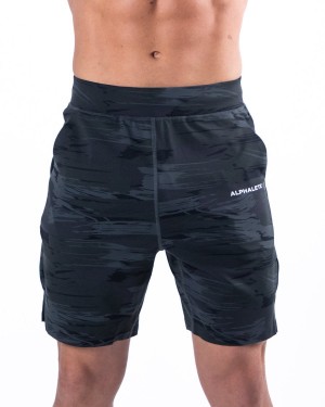 Short Alphalete Trace Corta 8" Hombre Negras Camuflaje | VQTYIZ-547