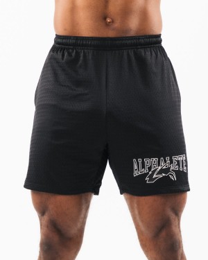 Short Alphalete Wolf Head Mesh Corta 6" Hombre Negras | NVQMZF-913