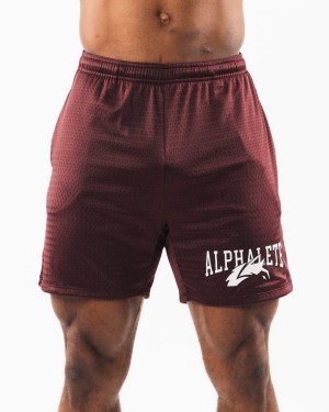 Short Alphalete Wolf Head Mesh Corta 6" Hombre Sangria | MBOGHN-103