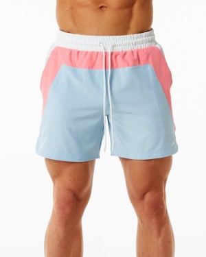 Shorts De Playa Alphalete Swim Trunk 5.5" Hombre Coral Azules Claro | NMFQSG-582