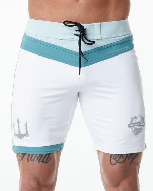 Shorts De Playa Alphalete Trident Competición Corta Hombre Blancas | HIJCVK-425