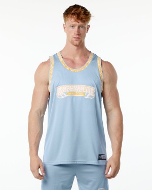 Stringers Alphalete Varsity Basketball Jersey Hombre Azules Claro | PXKOJD-263