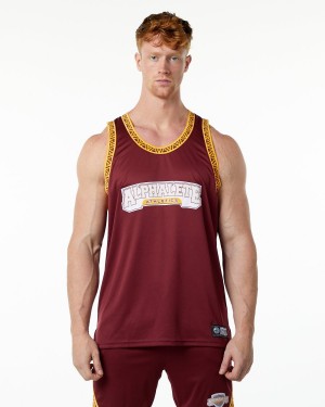 Stringers Alphalete Varsity Basketball Jersey Hombre Crimson | HNEOPW-431