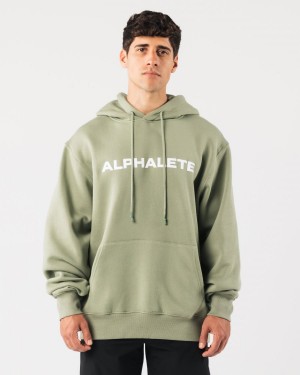 Sudadera con Capucha Alphalete Core Hoodie Hombre Sage | ZDMAOT-741