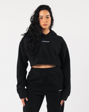 Sudadera con Capucha Alphalete King Crop Hoodie Mujer Negras | ZVXBFS-231