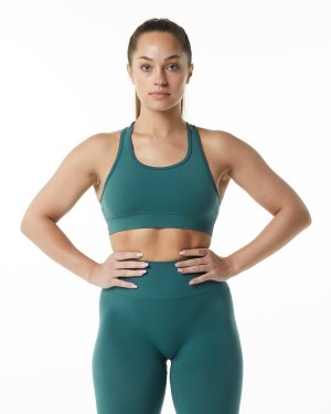 Sujetador Deportivo Alphalete Revival Bra Mujer Azules | SBVTZI-028