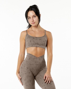 Sujetador Deportivo Alphalete Surface Limitless Bra Mujer Pebble Print Mocha | YAQSDH-831