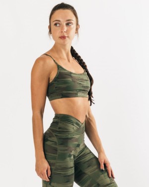 Sujetador Deportivo Alphalete Surface Limitless Bra Mujer Verde Oliva Camuflaje | CGKUNB-634