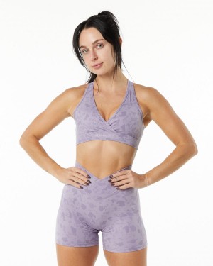 Sujetador Deportivo Alphalete Surface Wrap Bra Mujer Pebble Print Misty Lilac | OJGWMF-320