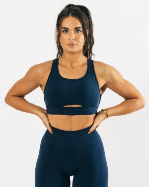 Sujetador Deportivo Alphalete Trinity Bra Mujer Azules | GBZAEX-435