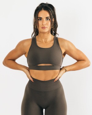 Sujetador Deportivo Alphalete Trinity Bra Mujer Mocha | LOIGHM-042