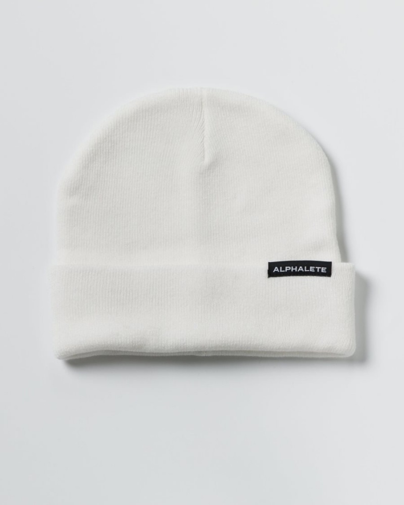 Accesorios Alphalete Essential Foldover Beanie Mujer Blancas | QZVEBR-708