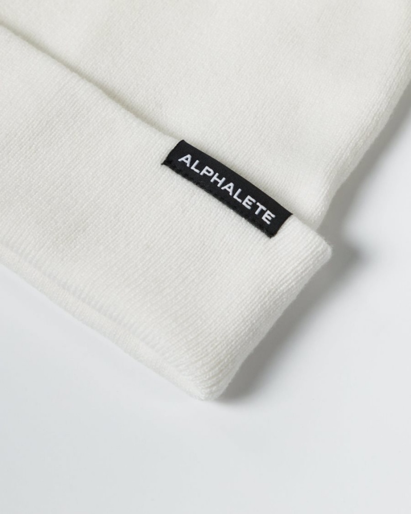 Accesorios Alphalete Essential Foldover Beanie Mujer Blancas | QZVEBR-708