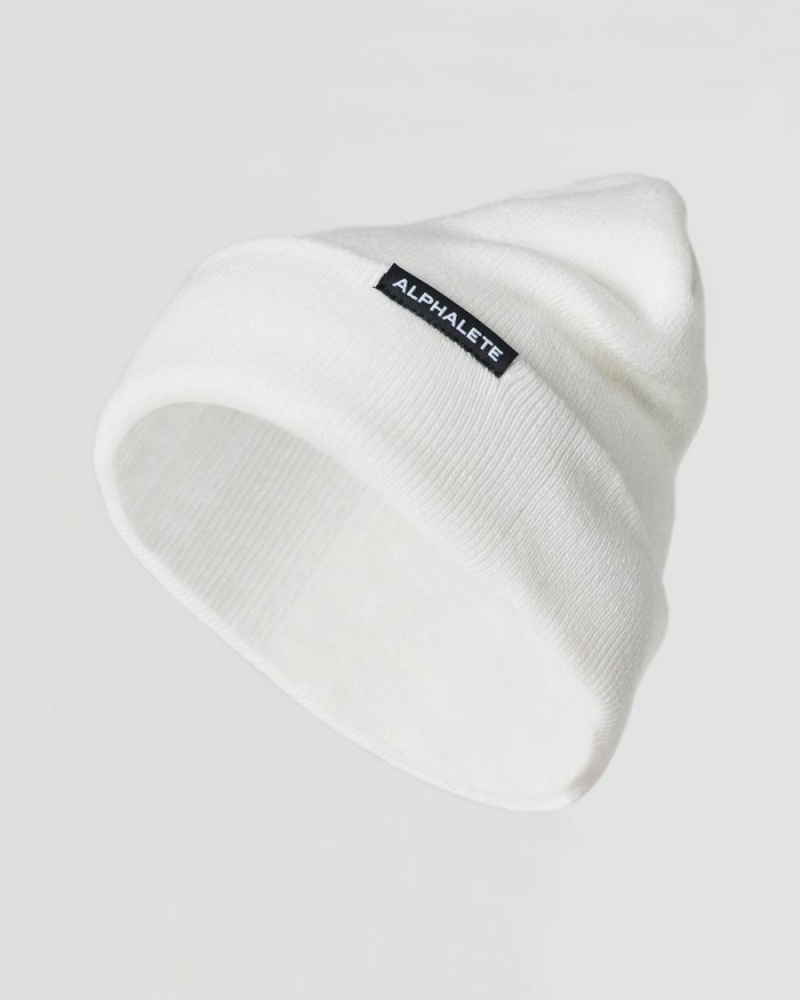 Accesorios Alphalete Essential Foldover Beanie Hombre Blancas | FUDKWO-935