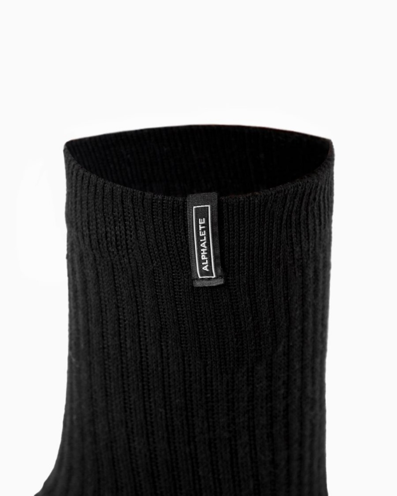 Accesorios Alphalete Union Crew Sock 3pk Hombre Negras | THLZOD-103