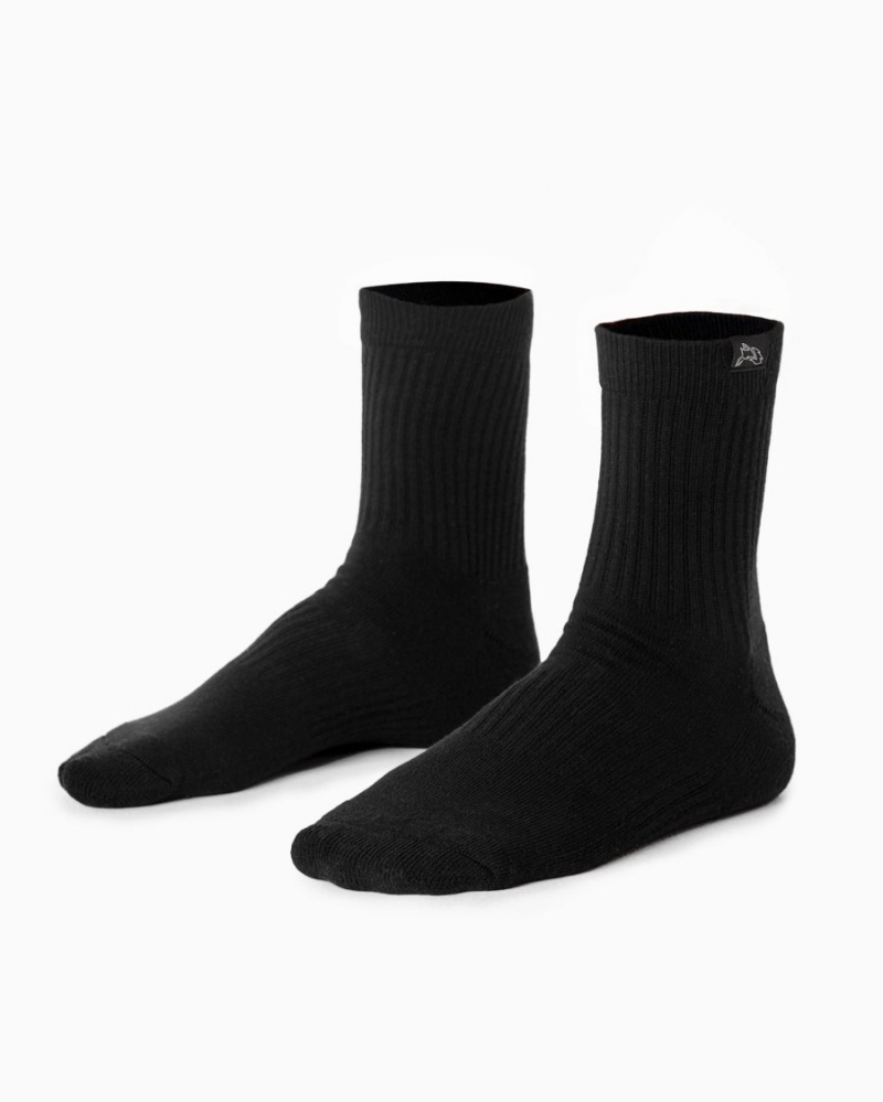 Accesorios Alphalete Wolf Head Crew Sock 3pk Mujer Negras | TXBZLJ-218