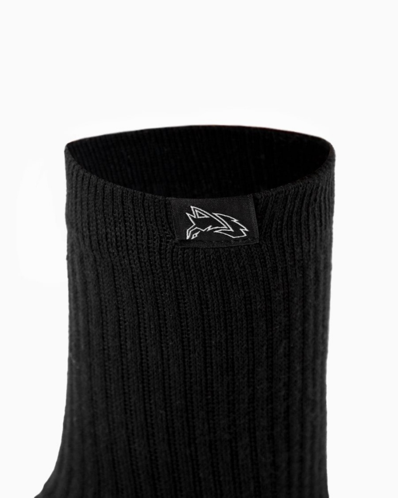 Accesorios Alphalete Wolf Head Crew Sock 3pk Mujer Negras | TXBZLJ-218