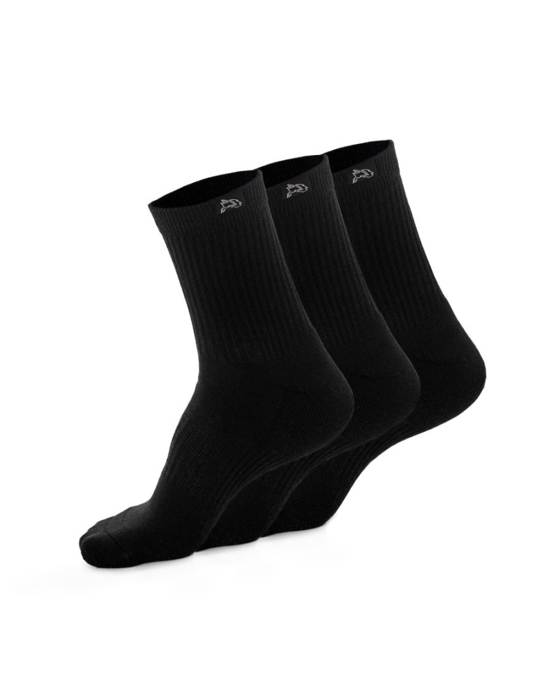 Accesorios Alphalete Wolf Head Crew Sock 3pk Mujer Negras | TXBZLJ-218