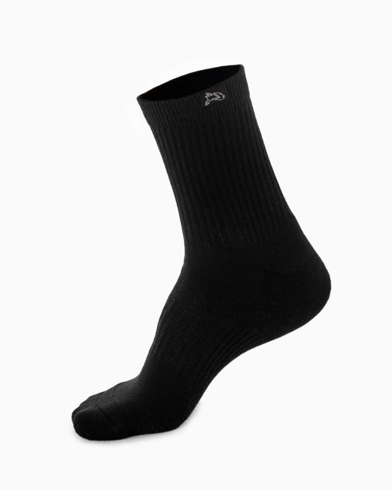 Accesorios Alphalete Wolf Head Crew Sock 3pk Hombre Negras | OLJRKZ-940