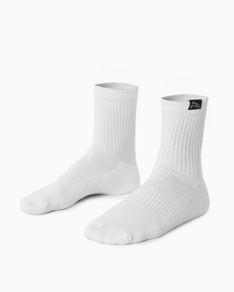 Accesorios Alphalete Wolf Head Crew Sock 3pk Hombre Blancas | WPRVZT-849