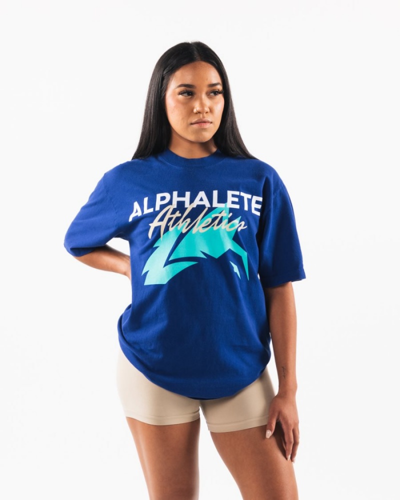 Camisas Alphalete AA Beach Tee Mujer Azul Real Azules | ROYKAQ-976