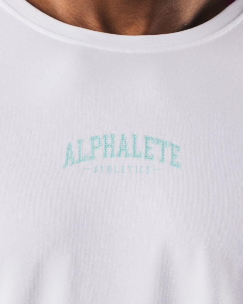 Camisas Alphalete AA Paisley Print LS Tee Hombre Blancas | ABFWEZ-137