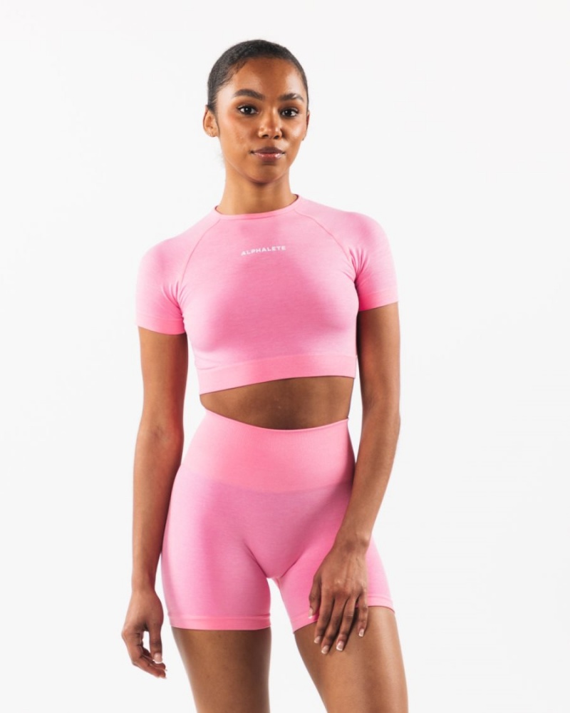 Camisas Alphalete Amplify SS Crop Mujer Cotton Candy | FXGVDW-296