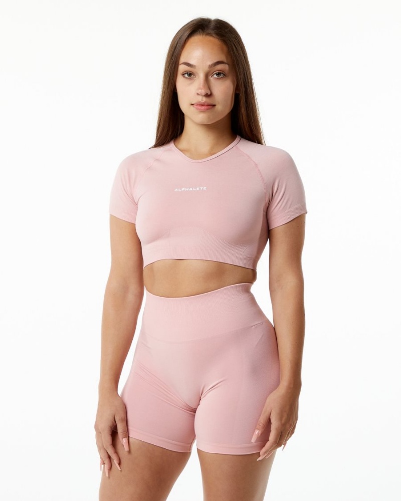 Camisas Alphalete Amplify V-Neck Crop Top Mujer Blossom | AYLEQK-392