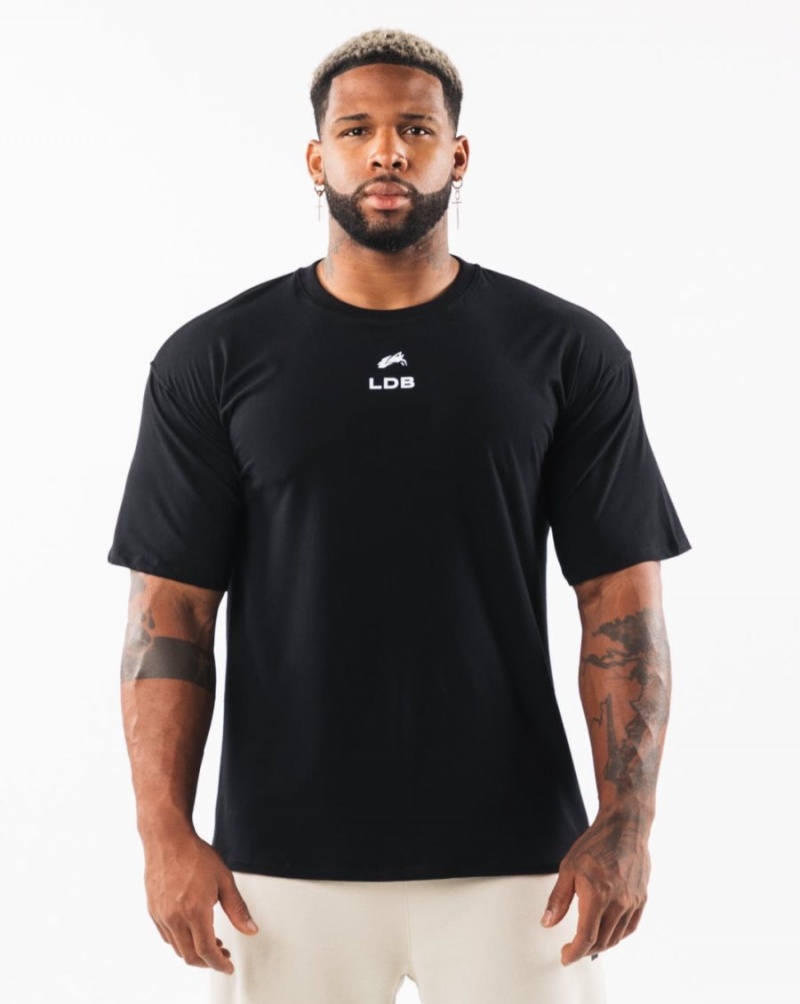 Camisas Alphalete Brushed Crest Tee Hombre Negras | OMDQLR-590