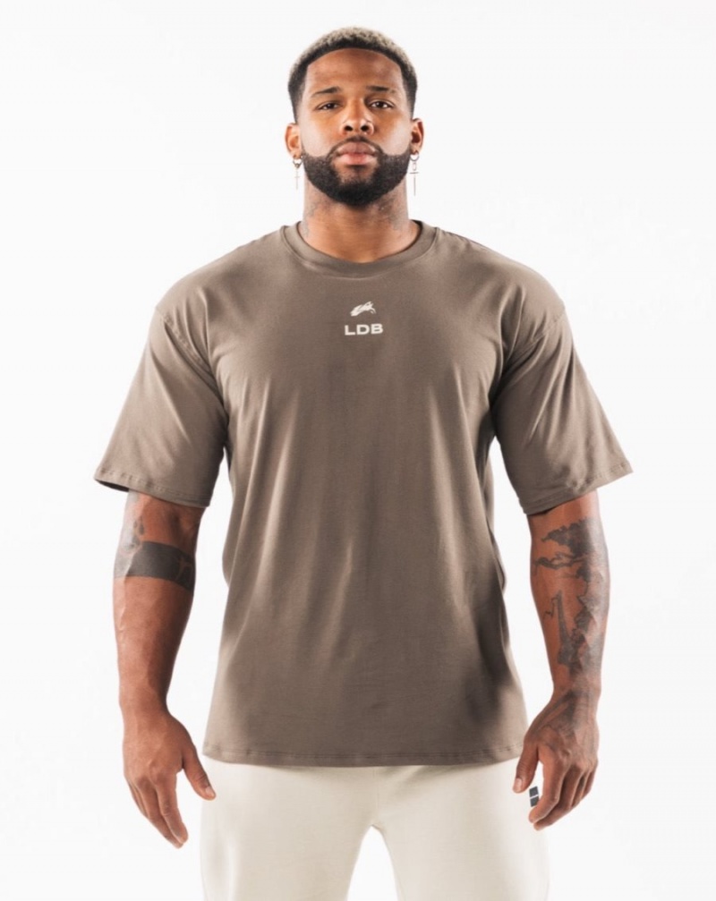 Camisas Alphalete Brushed Crest Tee Hombre Desert Taupe / Sea Shell | FKCENQ-825