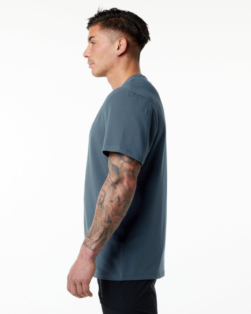 Camisas Alphalete Classic Tee Hombre Azules | LIRSJB-386