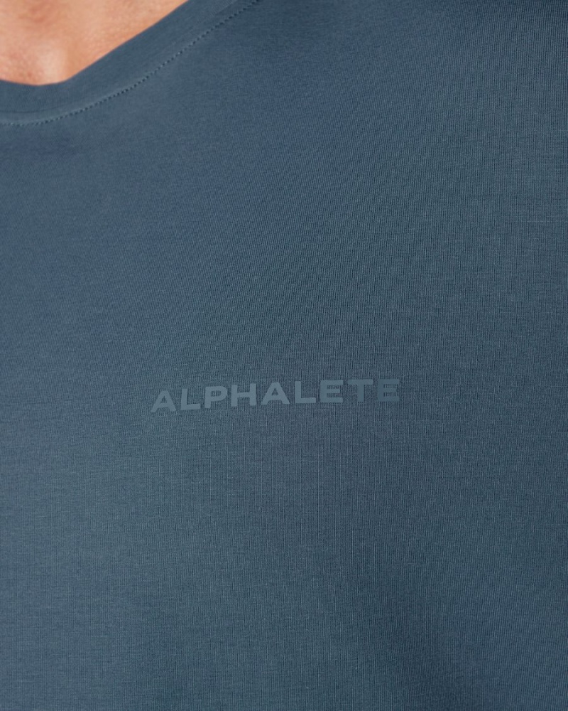 Camisas Alphalete Classic Tee Hombre Azules | LIRSJB-386