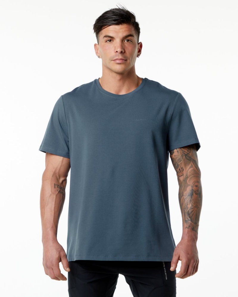 Camisas Alphalete Classic Tee Hombre Azules | LIRSJB-386