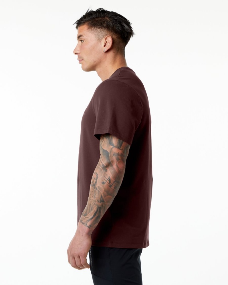 Camisas Alphalete Classic Tee Hombre Burdeos | FWOULY-745