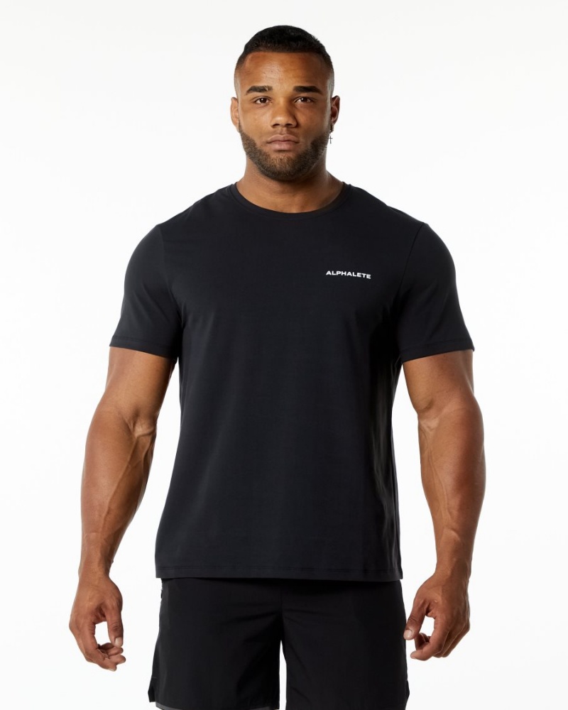 Camisas Alphalete Classic Tee Hombre Negras | QFRKXZ-519