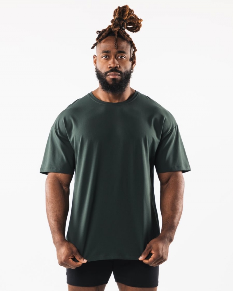 Camisas Alphalete Collegiate Tee Hombre Evergreen | UQZXJV-470