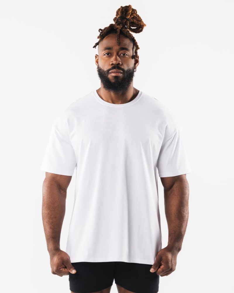 Camisas Alphalete Collegiate Tee Hombre Blancas | GPTCZU-360