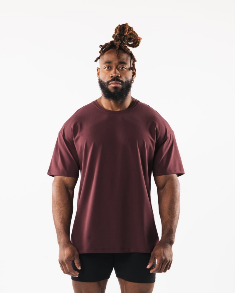 Camisas Alphalete Collegiate Tee Hombre Sangria | UDSOJN-034