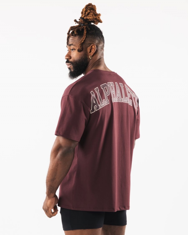 Camisas Alphalete Collegiate Tee Hombre Sangria | UDSOJN-034