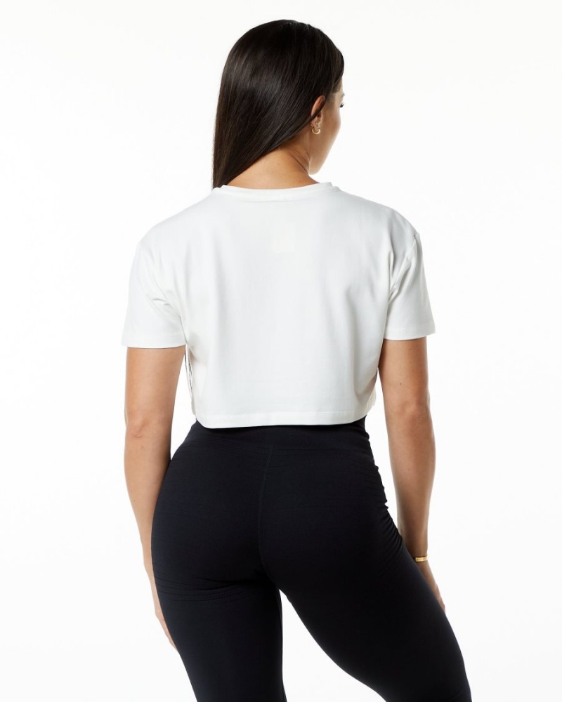 Camisas Alphalete Dynasty Crop Mujer Blancas | CSXUAQ-276