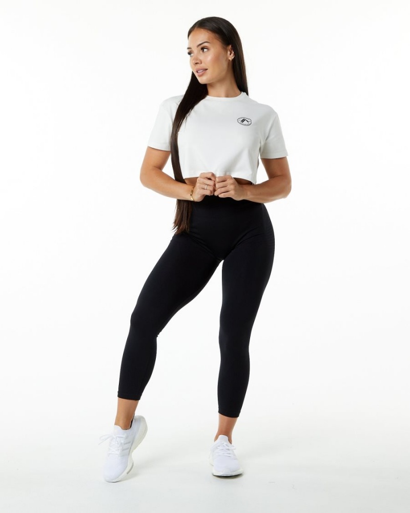 Camisas Alphalete Dynasty Crop Mujer Blancas | CSXUAQ-276