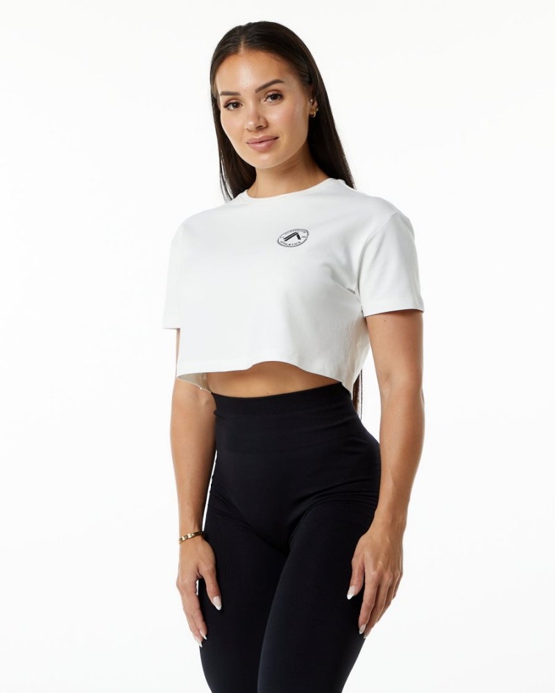 Camisas Alphalete Dynasty Crop Mujer Blancas | CSXUAQ-276