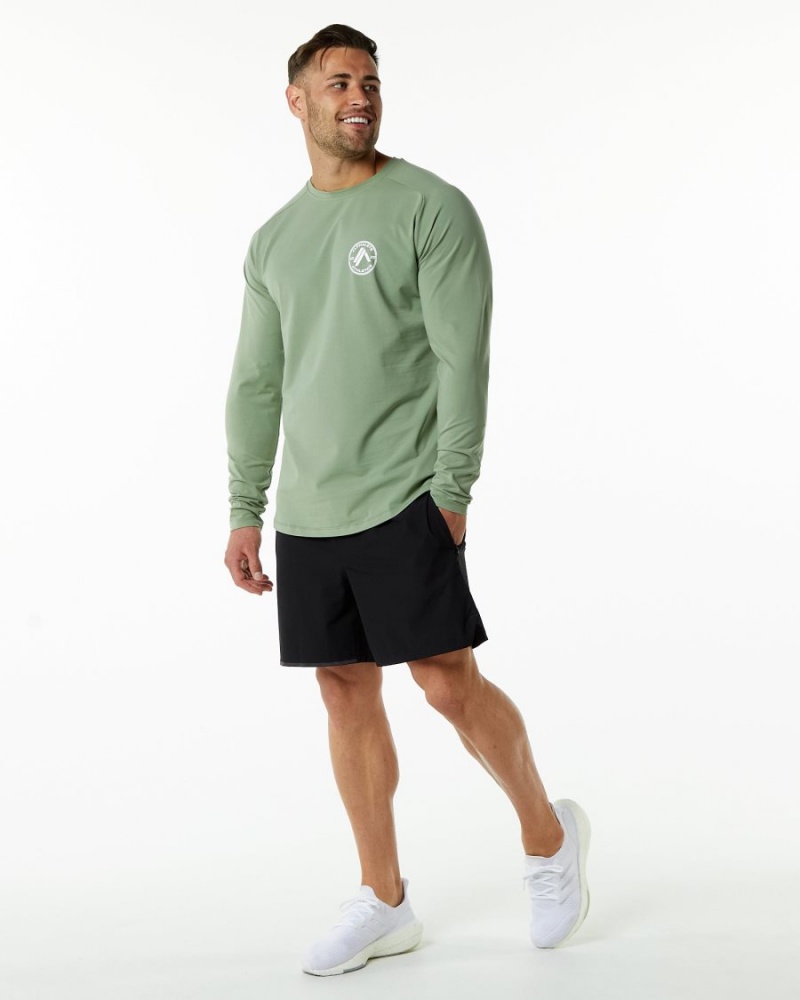 Camisas Alphalete Dynasty LS Tee Hombre Sage | PCRYJK-095