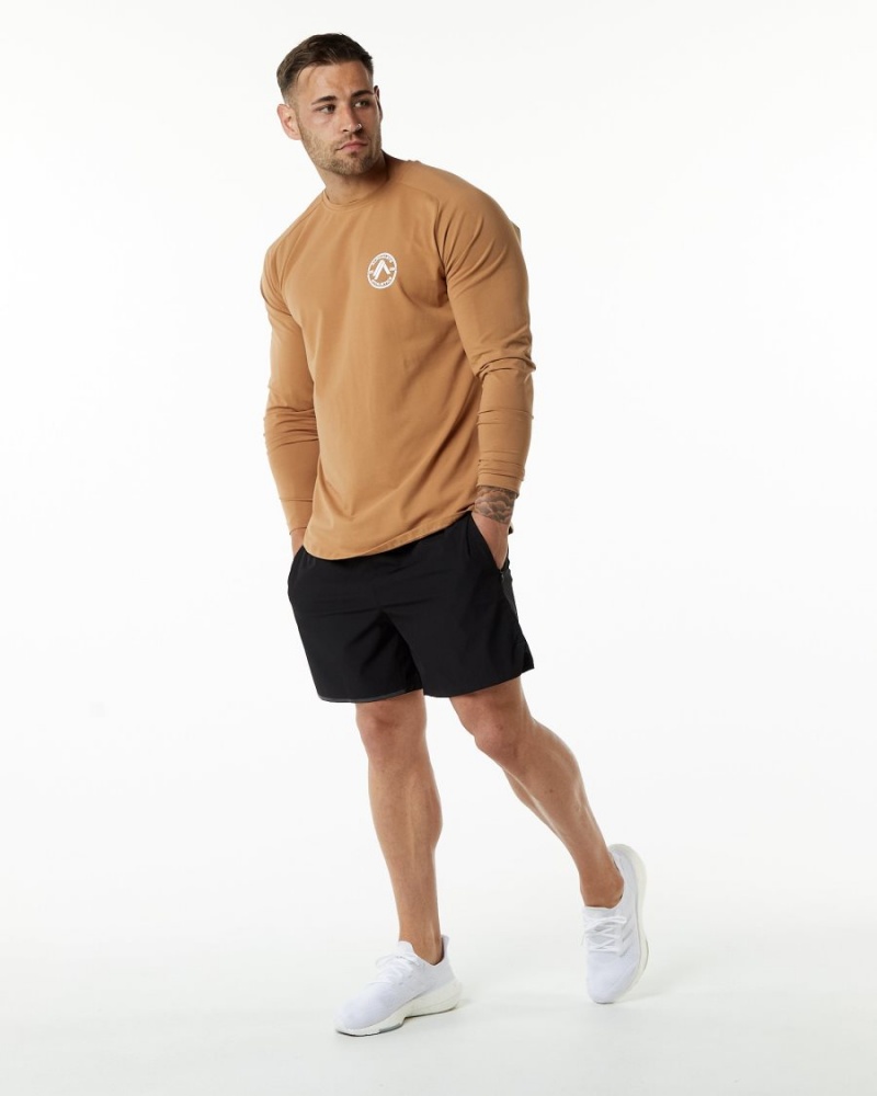 Camisas Alphalete Dynasty LS Tee Hombre Rust | OGCVDB-812