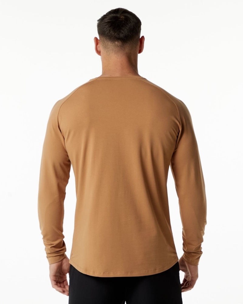 Camisas Alphalete Dynasty LS Tee Hombre Rust | OGCVDB-812