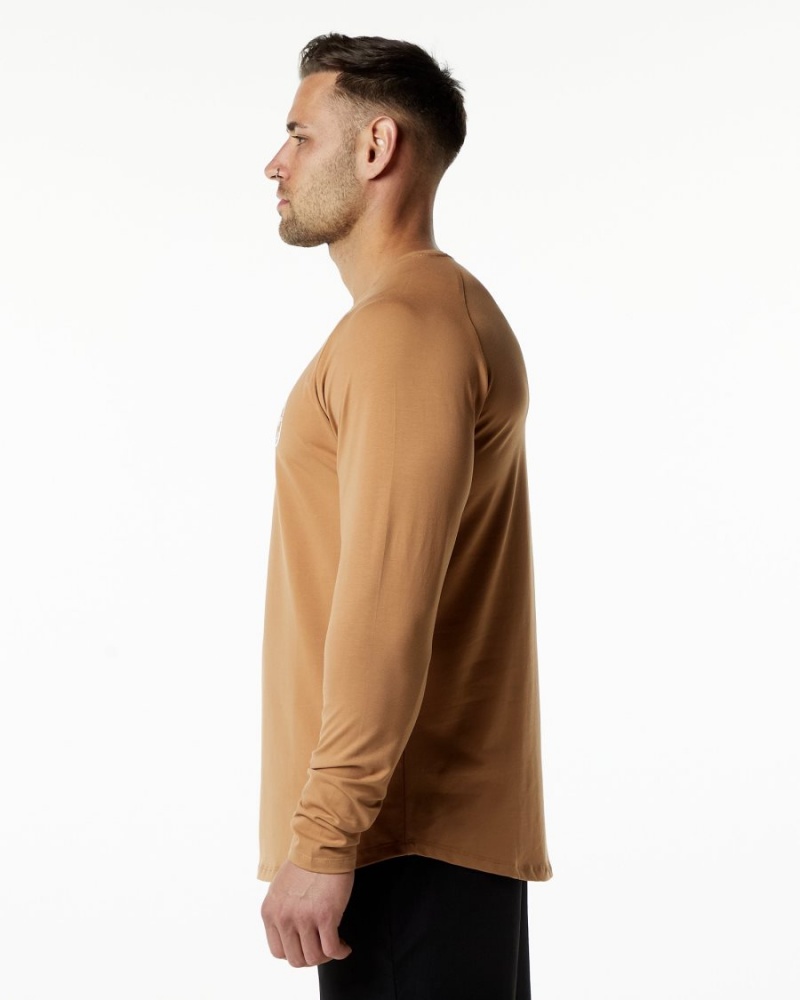 Camisas Alphalete Dynasty LS Tee Hombre Rust | OGCVDB-812