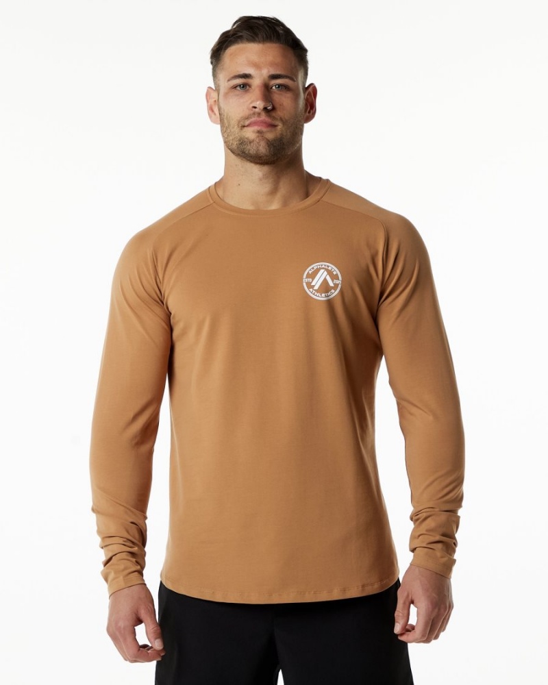 Camisas Alphalete Dynasty LS Tee Hombre Rust | OGCVDB-812